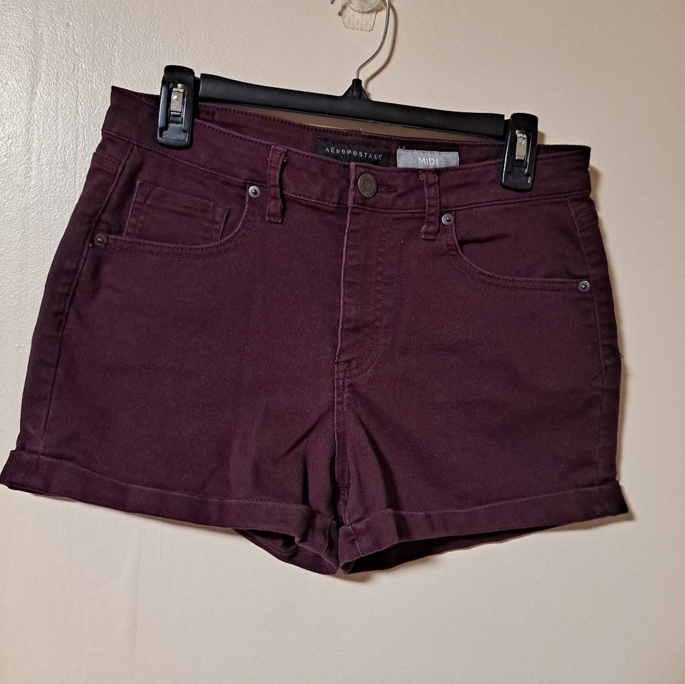 Aeropostale Women's Dark Burgundy Jean Shorts